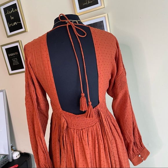 Free People Sugarpie Mini Cinnamon Swiss Dot V-neck Dress - Picture 7 of 15